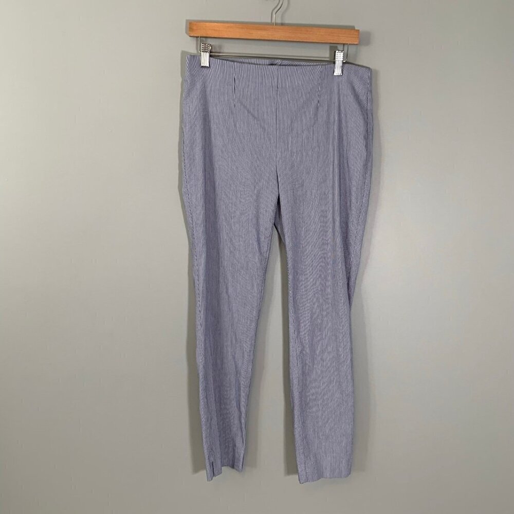 Chico's‎ So Slimming Ankle Pants Blue White Micro Stripe Pull On